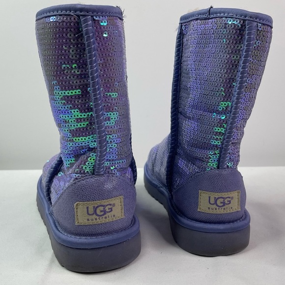 UGG Classic Short Purple Sequin Suede Boots Size 5 - Picture 3 of 10